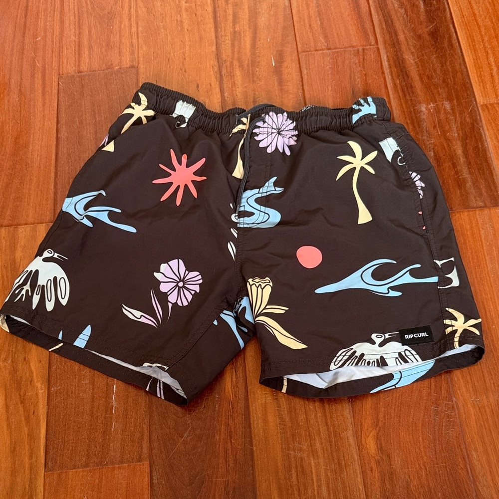 Rip Curl Black Swim Shorts with Vibrant Patterns